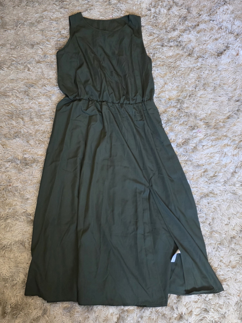 SHEIN Olive Green Sleeveless Maxi Dress